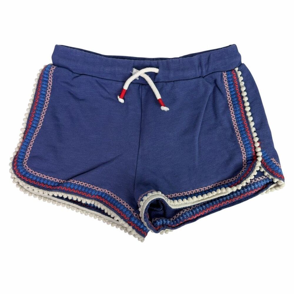 Mini Boden 8 year Blue Shorts with Pom Trim Shorts